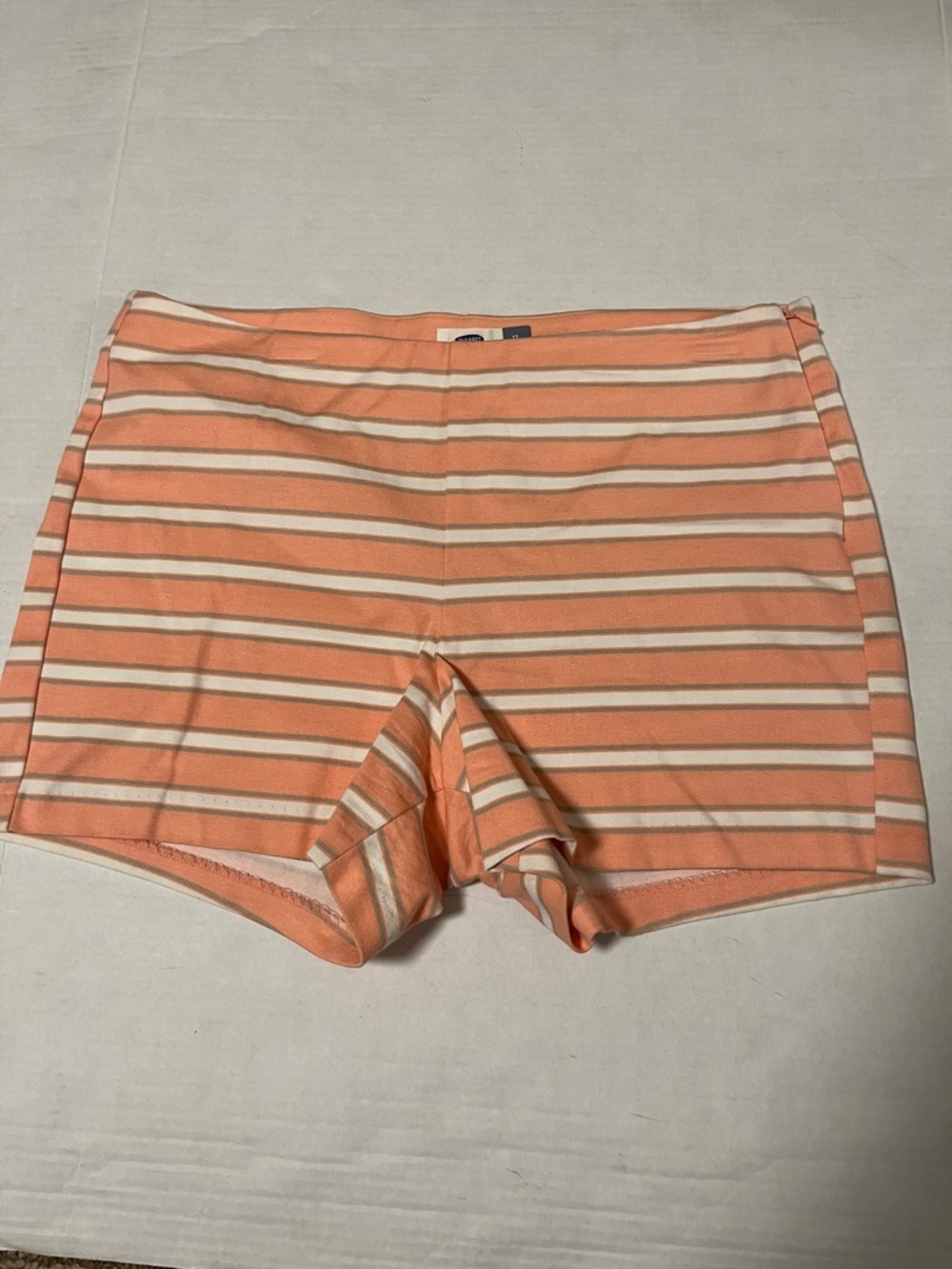 Old Navy Peach & White Stripe Side Zip Shorts